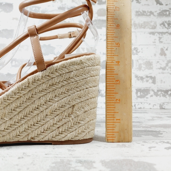 New BP Cohan Platform Espadrille Wedge Strappy Brown Nude Wedge Sandals M1024 - Picture 8 of 14
